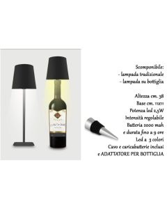 Frescura Lampada da Tavolo a LED Ricaricabile h38cm con USB NERA mod 58425