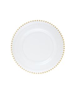 LE COQ Helios Piatto segnaposto in vetro con perle color oro 