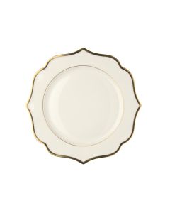 LE COQ Ionica Piatto piano color avorio con filo oro al bordo e filo Marly D. 26