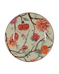 Le Coq KEPOS Piatto rotondo verde salvia con fiori cm 31,5 - Confezione da 6 pezzi