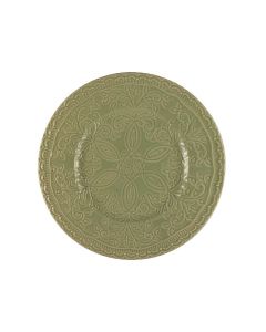 LE COQ Skalistos Piatto Frutta Dessert verde salvia con decoro in rilievo 22,5 cm - Confezione 6 pezzi