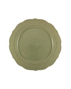 LE COQ Skalistos Piatto Frutta Dessert verde salvia con decoro in rilievo 22,5 cm - Confezione 6 pezzi
