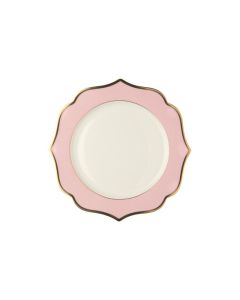 LE COQ Ionica Piatto pane colore rosa con filo oro al bordo e filo Marly D. 15 cm