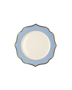 LE COQ Ionica Piatto pane color celeste con filo oro al bordo e filo Marly D. 15 cm