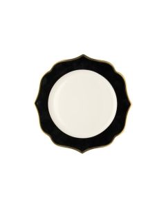 LE COQ Ionica Piatto pane color nero con filo oro al bordo e filo Marly D. 15 cm