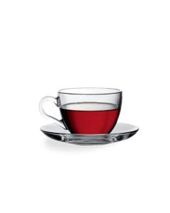 PASABAHCE Basic Tazza The Con Piattino - Confezione da 6 pezzi