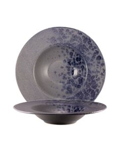 LE COQ Phobos Piatto Pasta Bowl grigio con puntini reattivi blu 28,5 cm - Confezione 6 pezzi