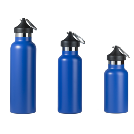 ILSA Borraccia termica doppia parete con moschettone e custodia 35 cl acciaio inox 18/10 - Blu