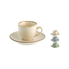 H&H Lifestile Pearl Set Tazzine da caffè in porcellana colorate con piattino - confezione da 4 pezzi