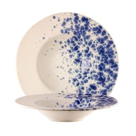 LE COQ Phobos Pasta Bowl bianco con puntini reattivi blu 28,5 cm - Confezione 6 pezzi