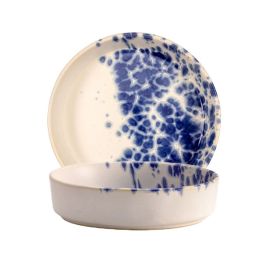 LE COQ Phobos Piatto Fondo bianco con puntini reattivi blu 18 cm - Confezione 6 pezzi