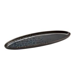 LE COQ Phobos Vassoio ovale stretto nero con puntini reattivi blu cm 31x10 - Confezione 6 pezzi
