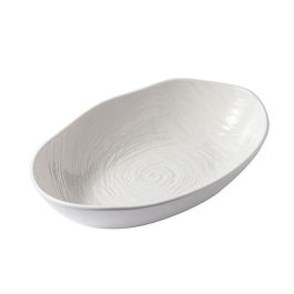 TABLE TOP Matrix Vassoio Ovale Fondo bianco con decoro in rilievo cm 25 X 16,5 X 6,5h - Conf. 6 pz.