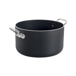 AGNELLI 1907 Al Black Casseruola Alta in Alluminio 20 cm 2 Maniglie per Induzione Antiaderente