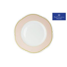 Seltmann Piatto Piano Versailles cm 33 Rosa Filo Oro - Confezione da 6 pezzi