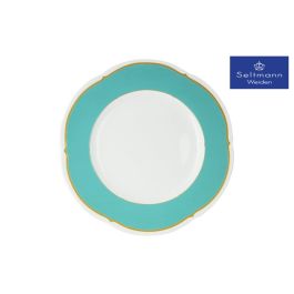 Seltmann Piatto Piano Versailles cm 33 Azzurro Filo Oro - Confezione da 6 pezzi