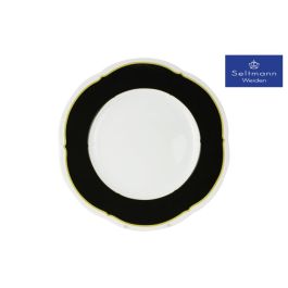 Seltmann Piatto Piano Versailles cm 33 Nero Filo Oro - Confezione da 6 pezzi