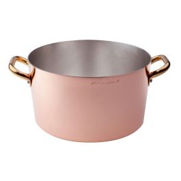 AGNELLI Casseruola Alta Rame Stagnato 2 Maniglie Cm 28