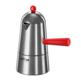 CARMENCITA POP LAVAZZA Caffettiera Induzione Alluminio con manico e pomolo rosso 2 Tazze
