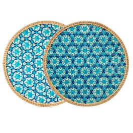 LE COQ TERSICORE Segnaposto intrecciato in rattan celeste e blu cm 36 - Confezione 24 pezzi