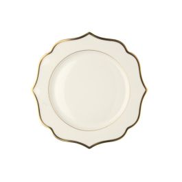 LE COQ Ionica Piatto fondo color avorio con filo oro al bordo e filo Marly D. 22 cm - Confezione 6 pezzi