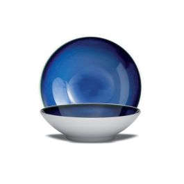 LE COQ Abyssos Piatto Fondo bianco matt e blu D. 21 cm H. 6 cm - Confezione 3 pezzi