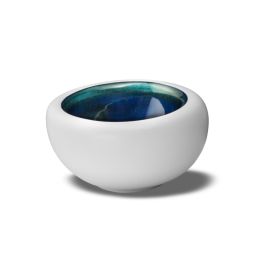 LE COQ Abyssos Coppa Gourmet bianca matt e blu 17x15,5 cm H. 9 cm - Confezione 3 pezzi