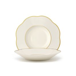 LE COQ Anemone Piatto Fondo con filo oro e filo Marly D. 21 cm - Confezione 6 pezzi