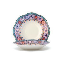 LE COQ Anemone Piatto Fondo con decoro Ebe D. 21 cm - Confezione 6 pezzi