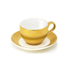 LE COQ Deras Tazza da thè con piattino color oro cl 20 - Confezione 4 pezzi