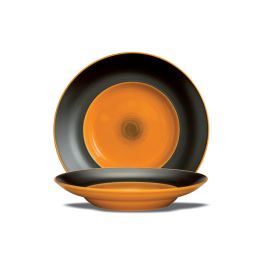 LE COQ Ekate Piatto Fondo Arancione c/Falda D. 27,5 cm H. 5 cm - Confezione 3 pezzi