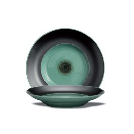 LE COQ Ekate Piatto Fondo Verde Opale c/Falda D. 27,5 cm H. 5 cm - Confezione 3 pezzi