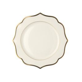 LE COQ Ionica Piatto piano color avorio con filo oro al bordo e filo Marly D. 28 cm - Confezione 6 pezzi