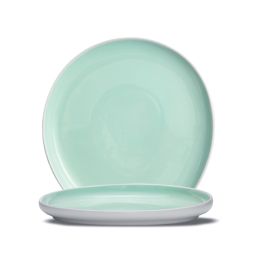 LE COQ Ninfa Piatto Segnaposto Obliquo acquamarina e bianco matt 30,5x27,5 cm H. 4 cm - Confezione 2 pezzi