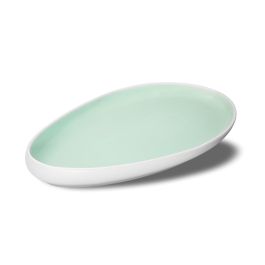 LE COQ Ninfa Vassoio Goccia acquamarina e bianco matt 32,5x18 cm H. 3,5 cm - Confezione 3 pezzi