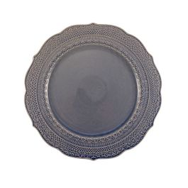 LE COQ Skalistos Piatto Piano denim blue con decoro in rilievo 28 cm - Confezione 6 pezzi