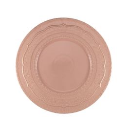 LE COQ Skalistos Piatto Segnaposto rosa con decoro in rilievo 33 cm - Confezione 4 pezzi