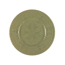 LE COQ Skalistos Piatto Frutta Dessert verde salvia con decoro in rilievo 22,5 cm - Confezione 6 pezzi