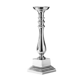 LE COQ Stylos Candelabro platino 12,5x12,5 cm H. 43,5 cm