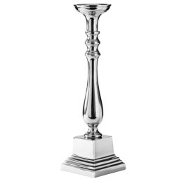 LE COQ Stylos Candelabro platino 12,5x12,5 cm H. 48,5 cm
