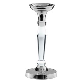 LE COQ Stylos Candelabro platino e acrilico D. 12,5 cm H. 28,5 cm