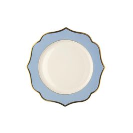 LE COQ Ionica Piatto pane color celeste con filo oro al bordo e filo Marly D. 15 cm - Confezione 6 pezzi