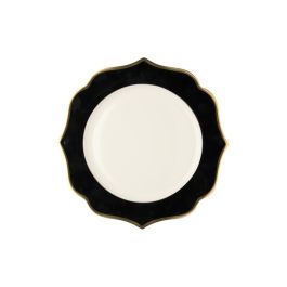 LE COQ Ionica Piatto pane color nero con filo oro al bordo e filo Marly D. 15 cm - Confezione 6 pezzi