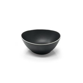 LE COQ Persephone Coppa angolare nera matt con filo bianco cm 18 - Confezione da 12 pezzi