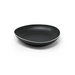 LE COQ Persephone Piatto fondo nero matt con filo bianco cm 25,5 - Confezione da 8 pezzi