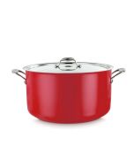Pujadas Casseruola alta a due manici Cool·Line Colors rossa in acciaio cm 32 con coperchio