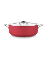 Pujadas Casseruola bassa a due manici Cool·Line Colors rossa in acciaio cm 28 con coperchio