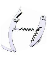 Cavatappi Sommelier Ilsa interamente realizzato in acciaio inox con lama a coltellino e leva a 2 tacche.