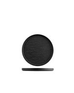 H&H Skin Piatto Piano nero in porcellana a rilievo 15 Cm - Confezione da 6 pezzi