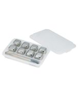 ILSA Set 8 cubetti di ghiaccio riutilizzabili in acciaio inox con pinza